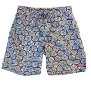 VINEYARD VINES Men’s Swim Trunks Blue Green All Over Pattern Size 32